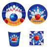 Mm204 Bola de Boliche Esportiva Tema Festa de Aniversário Louça para 8 Pessoas 4 Peças Prato de Papel Copo de Papel