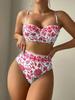 Traje de Baño Sexy de Verano para Mujer Europeo y Americano Transfronterizo con Abertura, Tirantes, Triángulo, Bikini de Cintura Alta, Traje de Baño de Playa para Comercio Exterior