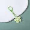 Llavero con hebilla en forma de D de dopamina y flor de cerezo, accesorio DIY, colgante de llavero floral fresco con cuentas, decoración para bolso