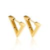 Aretes de triángulo de acero de titanio con superficie de paisaje simple de lujo ligero, exquisitos coreanos, oro rosa, acero inoxidable, venta al por mayor