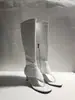 Feira de Comércio Exterior Europeia e Americana de 2024 Novas Sandálias Femininas de Moda Personalizadas com Salto Médio Elásticas de Cintura Alta com Bico Peixe e Dentes de Clipe Salto Fino