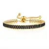 Pulsera de Tenis con Diamantes Negros de Zirconia Completos Hip-Hop Transfronteriza para Hombres y Mujeres, Pulseras Redondas y Rectangulares, Venta al por Mayor Caliente Transfronteriza