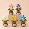 Plantas en Maceta Terminadas Transfronterizas, Adornos de Luz de Noche de Muguete Tejidos a Mano, Tarjetas de Ánimo de Emociones Positivas, Plantas en Maceta de Muñeca