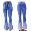 2025 Retro Cintura Alta Empalme Bicolor Cinturón Alta Calidad Punto Amazon Ropa Europea y Americana Denim Pantalones Acampanados