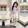 2026 Moderno Top Individual Delgado de Manga Corta para Niñas Verano Dulce Falda de Encaje Conjunto de Dos Piezas de Princesa