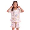 Estilo Coreano 2025 Nuevo Algodón Nube Manga Corta Cuello Cuadrado Traje Pijama de Verano para Niñas Ropa para Aire Acondicionado Ropa de Casa para Niños