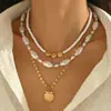 Collar Largo Creativo Transfronterizo Europeo y Americano Más Vendido con Colgantes de Cruz, Estrella de Mar, Corazón, Forma de Y para Mujer, Cadena con Borla, Cadena de Clavícula en Capas