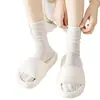 Calcetines finos de verano de cinco dedos para mujer, calcetines de malla transpirables que absorben el sudor de media pantorrilla con dedos divididos, calcetines deportivos de verano para niñas y mujeres jóvenes
