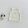 Dianxi Verano Nuevo Estilo Conjunto de Camisa Coreana de Dibujos Animados para Bebés Niños, Chaleco Estampado y Pantalones a Cuadros Conjunto de Tres Piezas