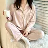 Nuevo Pijama de Mujer 2026 Otoño e Invierno Cárdigan Color Sólido Ropa de Casa Casual Conjunto Usable en Primavera Descuento por Cantidad