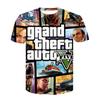 Camiseta de manga corta con estampado de Grand Theft Auto, juego de comercio electrónico transfronterizo GTA5, coche volador de Sin City