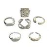 Joyería Transfronteriza Europea y Americana Anillo de Aleación Brillante Geométrico Irregular Diseño de Anillo Abierto Cruzado Plegado Juego de Anillos