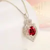 Colgante Acuario Amor Hueco Rubí Colgante Corindón Rojo Collar Colgante Patrón Diamante Completo Zircón Microincrustado