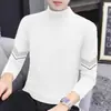 Camiseta Interior Térmica de Manga Larga para Hombre, Color Sólido, Doble Cara de Polar Cepillado, Cuello Medio, Otoño/Invierno 2025