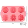 Forma de Silicone para Bolo de Flores e Grama de 6 Peças Transfronteiriça, Resistente a Altas Temperaturas, Modelo de Silicone para Assar Multi-Flores Donut Geleia