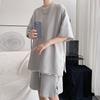 Traje deportivo holgado de talla grande a la moda 2024, camiseta de manga corta, pantalones cortos, conjunto de dos piezas de baloncesto para hombre.