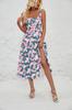 Vestido de Sol Estampado de Verano con Temperamento Europeo y Americano Transfronterizo, sin Mangas, Francés, con Tirantes y Abertura Lateral para Mujer