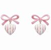 Pendientes de plata S925 con forma de aguja y lazo pequeño, color rosa, 2022. Nuevos pendientes de moda para mujer, con clip rojo de red y temperamento.