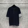 TIME BREATHE tb camiseta polo waffle con solapa manga corta cuatro rayas avanzada para hombre y mujer pareja holgada polo