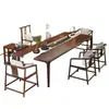 Novo conjunto de mesa de chá e cadeiras em estilo chinês de nogueira, apresentando estética da Dinastia Song, adequado para salas de estar e casas, com uma mesa de chá de madeira maciça de alta qualidade e uma cama Luo Han
