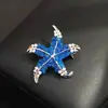 Broche de Estrella de Mar Azul de Alta Gama, Moda Femenina de Alta Gama y Exquisito Pin para Traje, Corsage Elegante de Cristal, Accesorios para Ropa