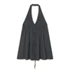 Comercio Exterior Transfronterizo Ropa de Mujer Verano 2026 Estilo Europeo y Americano Espalda Descubierta Cuello Halter Mini Vestido Plisado 3067344