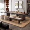 Nuevo Estilo Chino Mesa de Centro de Madera Maciza Sala de Estar Oficina Recepción Reunión Mesa de Té de Gama Alta Mesa y Sillas Integradas para Preparar y Beber Té