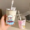 Taza para Enjuague Bucal de Acero Inoxidable 304 Engrosada Anticaída Serie de Dibujos Animados Taza para Lavar Taza de Cepillo de Dientes para Pareja Niños Taza de Agua Linda