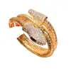 Pulsera Abierta Serpentina con Incrustaciones de Diamantes Estilo Europeo y Americano, Moda Retro, Pulsera Versátil, Lujo Ligero, Sensación de Alta Gama, Joyería para Mujer