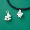 Nuevo Colgante Ángel Pequeño Caballo Mecedora de Plata Pura S999 Colgante Caballo de Madera Cuerda Plateada Hecha a Mano para DIY Accesorios de Plata
