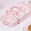 Caja para pastel de luna geométrica rosa con dorado 6 80g Caja para empaque de soufflé Festival de Medio Otoño caja de cartón para repostería nieve mei Niang