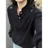 Sudadera Henley con Patrón de Escamas de Dragón Azul Oscuro para Hombre Otoño Textura de Alta Calidad Hombro Normal Manga Larga Camiseta Versátil Top de Pareja