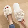 Pantuflas de Algodón con Lazo para Mujer, Otoño/Invierno para el Hogar, Interiores, Antideslizantes, Ligeras, Esponjosas, Abiertas, Cómodas, Comercio Transfronterizo