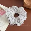 Scrunchie de Renda com Bolinhas Super Delicado Estilo Fada para Mulheres, Prendedor de Cabelo Doce e Elegante para Coque, Flor de Cabelo, Acessório de Cabelo para Rabo de Cavalo