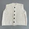 Colete de tricô redondo sem mangas estilo preguiçoso para mulheres, novidade de outono, respirável, versátil, regata abotoada, para usar em camadas com suéteres e jaquetas