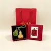 Chaveiro Pingente Dourado do Ano da Ovelha com Decoração em Folha de Ouro Conjunto em Caixa de Presente Personalizado para Negócios Presente Personalizado Atacado