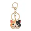 Pingente de gato de desenho animado da moda, mais vendido, cabeça de gato simulada com diamantes, chaveiro, presente para namoradas, chaveiro de decoração de carro