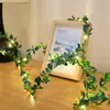 Luces de Alambre de Cobre Luces de Ratán Hoja de Oro Led Decoración de Mesa para Restaurante Cadena de Luces de Hiedra Artificial Hoja de Rábano Verde Venta al por Mayor
