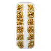 Rejilla de 12 Compartimentos Múltiples Especificaciones Aleación Oro Plata Fondo Plano Clavo Remache Redondo Decoración para Uñas Estampado Leopardo Uñas Portátiles Decoración Metálica