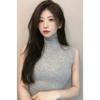 Exportación Transfronteriza Estilo Coreano Camiseta de Cuello Alto Sexy Puro Deseo Sin Mangas Elástica Versátil Camiseta sin Mangas Chica Popular Ajustada Nuevo Estilo