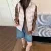 Chal de Algodón para Mujer 2026 Otoño Invierno Nuevo Estilo Versión Coreana Cuello Alto Corto Chaleco de Algodón Bolsillos Cremallera Ligero Ajustado