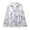 Amazon Transfronterizo Europeo y Americano para Mujer 2025 Verano Nuevo Tie-dye Satén de Seda Textura Camisa Vestido Midi Traje
