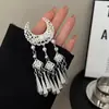 Pinza para el Cabello de Borla de Luna Creciente Hecha a Mano Estilo Antiguo Plata Imitación Miao Tarjetas para el Cabello de Enganche para Ropa de los Estados Combatientes Estilo Étnico Femenino Ropa China para Caminar Adorno para la Cabeza
