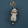Pingente de tira de gato criativo de desenho animado feito à mão, nova boneca de gatinho de crochê de lã, chaveiro requintado feito à mão