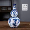 Jarra de cerámica con patrón de calabaza azul y blanco para almacenar vino, botella de licor vacía sellada vintage, juego de caja de regalo para bodega, botella de porcelana personalizada con texto y diseño