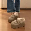 Sapatos de Algodão Quentes com Pelo de Coelho 2026 Inverno Novo Aumentar Altura Sapatos Peludos Sapatos de Algodão Pessoas Baixas Sola Grossa Com Veludo Adicional Sapatos Casuais Femininos