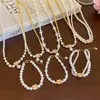 Collar de Diamante Cuadrado Rosa Flor de Cerezo Chapado en Oro Real Perla Cadena de Clavícula de Lujo Accesible Joyería de Nicho para Mujer Gama Alta