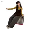 Nuevo conjunto de tres piezas para niña de otoño estilo coreano: chaleco de terciopelo, camiseta de manga larga básica y pantalones de pierna ancha con pierna curva