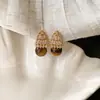 Pendientes Colgantes Populares de Piedra Ojo de Tigre Aguja de Plata Maillard Retro Elegantes Versátiles Pendientes de Lujo Accesible Pendientes de Gama Alta para Mujeres