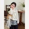 Cardigan de malha de seda gelada macia e encerada estilo coreano para meninas da Coreia do Sul, primavera e verão, novo casaco infantil com gola redonda, moderno